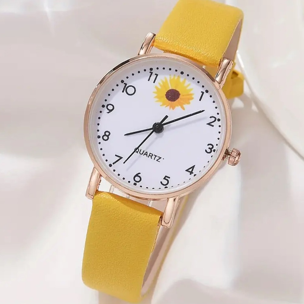 NEW| Women’s 2pc Chic Yellow Sunflower Quartz Watch & Bracelet Set - Picture 6 of 6